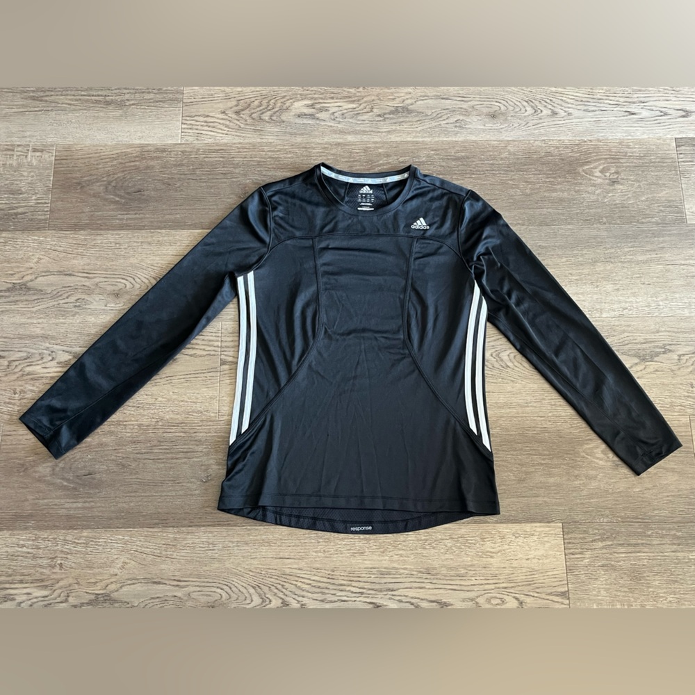 Adidas Black and White Long Sleeve Performance Top